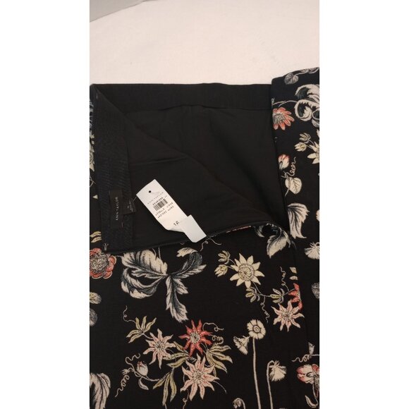 Ann Taylor Skirt Size 16 Black Floral Textured Thick Lined Front Slit Back Zip - Picture 6 of 9